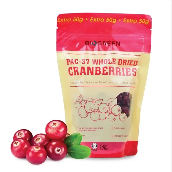 BIOGREEN PAC37 Whole Dried Cranberries 170g