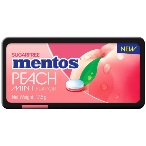 sg-11134201-824hv-mfdecehhq1osad.webp Mentos Sugarfree Peach Flavor Mint 17 5g